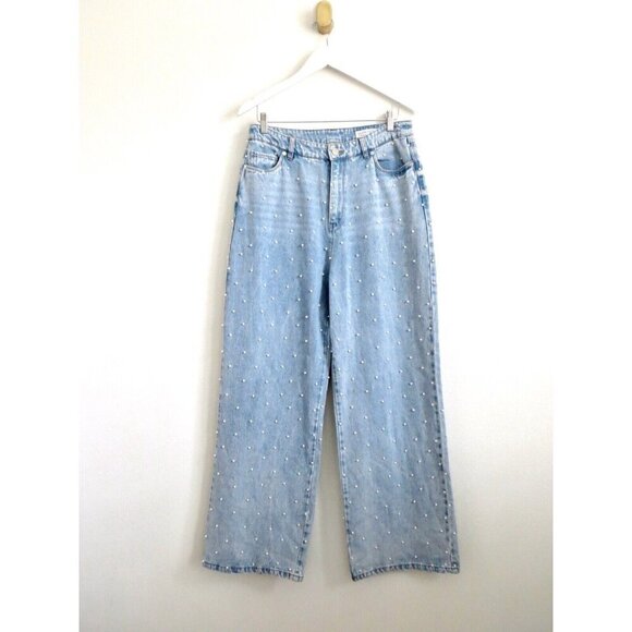 NEW! Blank NYC The Franklin Wide Leg Pearls Denim Jeans SZ 30 - Picture 5 of 10
